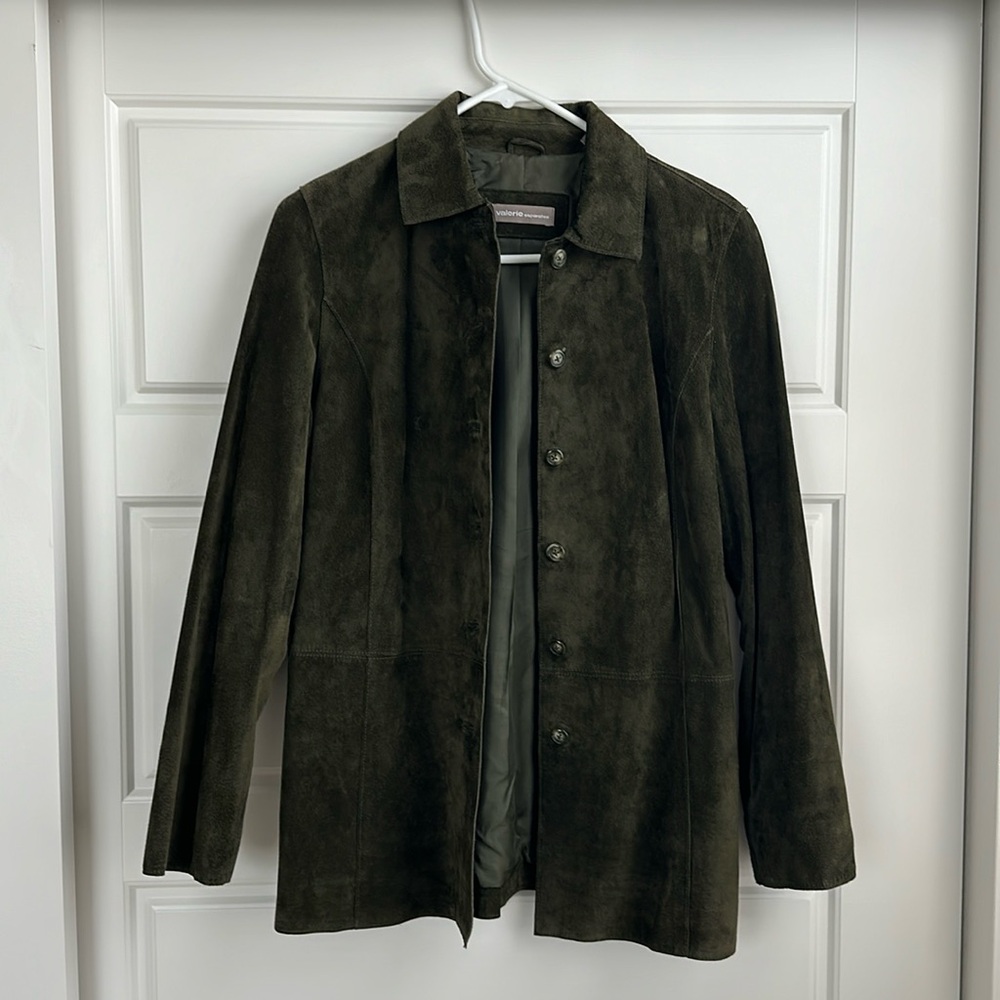 Valerie Separates Olive Green Suede Leather Jacket in Small